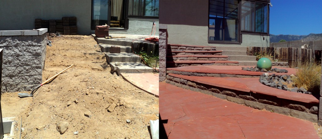 Felton Stairs Before & After - GM Landcapes Albuquerque