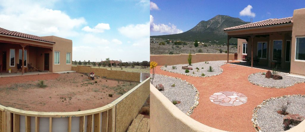 Edgewood Backyard Before & After - GM Landscapes Albuquerque