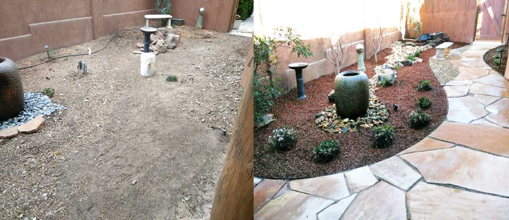 Lincoln Backyard Before and After - GM Landscapes Albuquerque