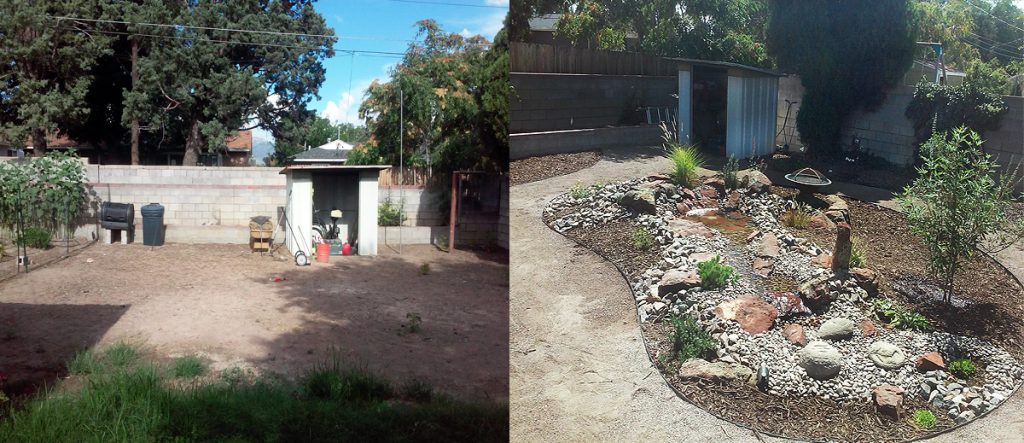 Water Feature Before and After - GM Landscapes Albuquerque